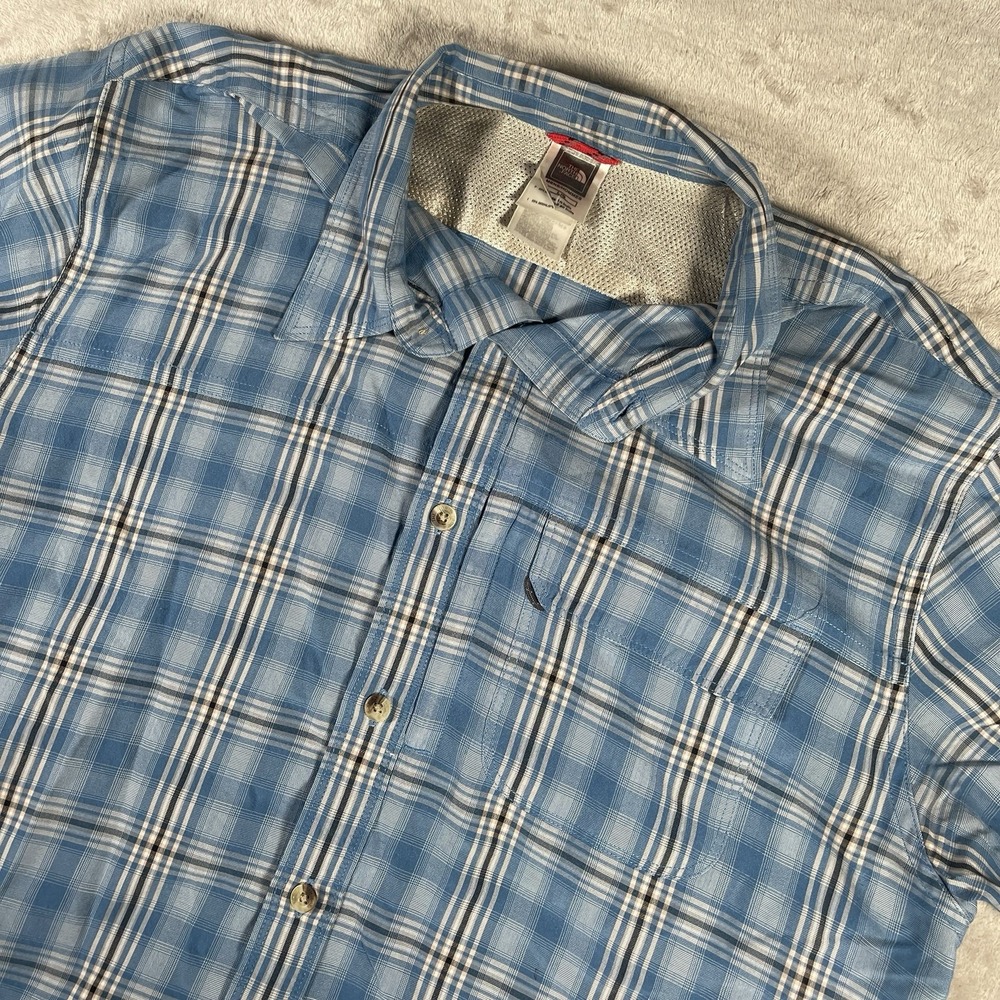The North Face Shirt Mens Large‎ Blue Plaid Short Sleeve Button Down Gorpcore
